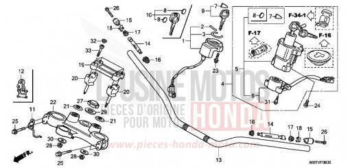TUYAU DE GUIDON/PONT SUPERIEUR XL1000VB de 2011